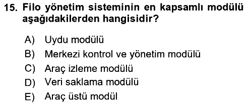 Lojistikte Teknoloji Kullanımı 2023-2024 Yaz Okulu Sınavı - 15. soru