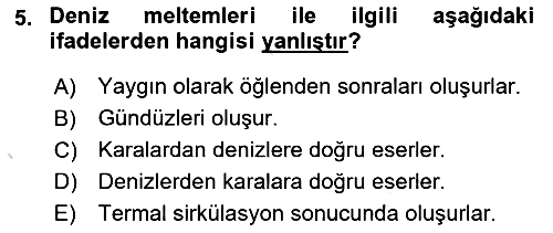 Meteoroloji 2021-2022 Ara Sınav - 5. soru