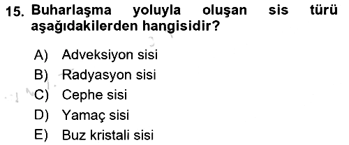 Meteoroloji 2021-2022 Ara Sınav - 15. soru