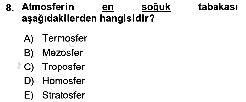 Meteoroloji 2022-2023 Ara Sınav - 8. soru
