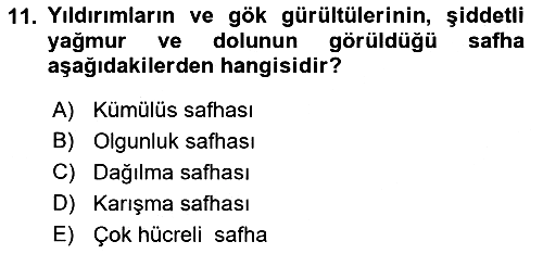 Meteoroloji 2023-2024 Ara Sınav - 11. soru