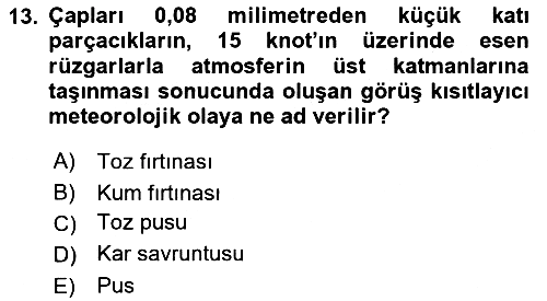 Meteoroloji 2023-2024 Ara Sınav - 13. soru