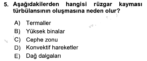 Meteoroloji 2025-2026 Ara Sınav - 5. soru