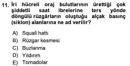 Meteoroloji 2025-2026 Ara Sınav - 11. soru