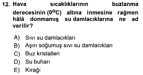 Meteoroloji 2025-2026 Ara Sınav - 12. soru