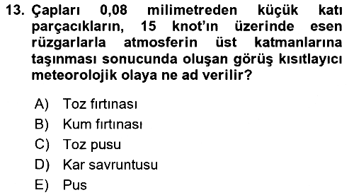 Meteoroloji 2025-2026 Ara Sınav - 13. soru