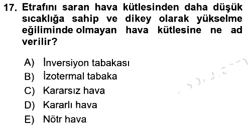 Meteoroloji 2025-2026 Ara Sınav - 17. soru