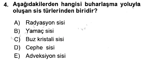 Meteoroloji 2023-2024 Dönem Sonu Sınavı - 4. soru