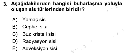 Meteoroloji 2024-2025 Dönem Sonu Sınavı - 3. soru