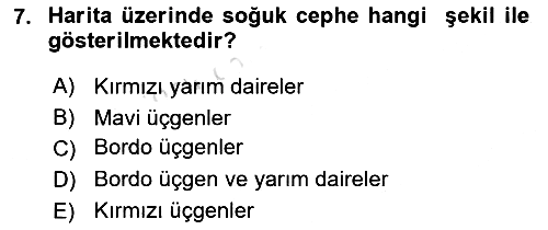 Meteoroloji 2021-2022 Yaz Okulu Sınavı - 7. soru