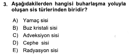Meteoroloji 2023-2024 Yaz Okulu Sınavı - 3. soru