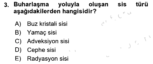 Meteoroloji 2024-2025 Yaz Okulu Sınavı - 3. soru