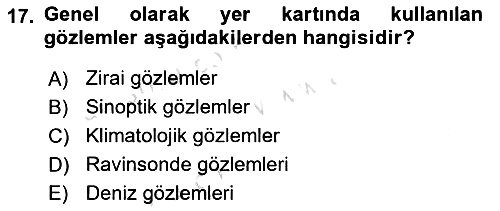 Meteoroloji 2024-2025 Yaz Okulu Sınavı - 17. soru