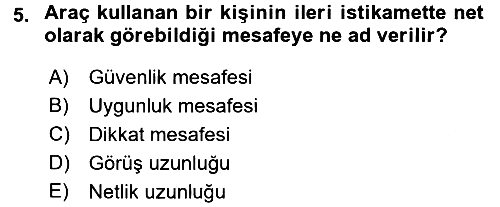 Ulaştırma Sistemleri 2016-2017 3 Ders Sınavı - 5. soru