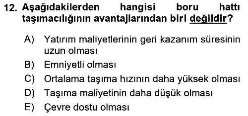 Ulaştırma Sistemleri 2018-2019 3 Ders Sınavı - 12. soru