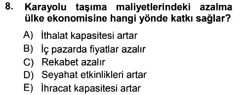 Ulaştırma Sistemleri 2012-2013 Ara Sınav - 8. soru