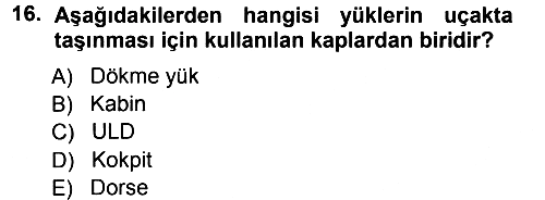 Ulaştırma Sistemleri 2012-2013 Ara Sınav - 16. soru