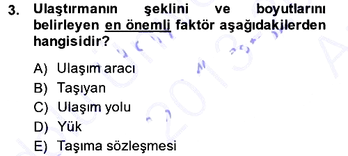 Ulaştırma Sistemleri 2013-2014 Ara Sınav - 3. soru