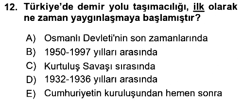 Ulaştırma Sistemleri 2015-2016 Ara Sınav - 12. soru