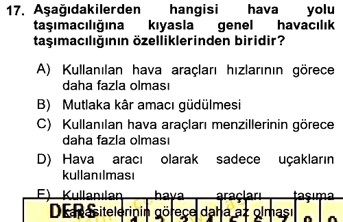 Ulaştırma Sistemleri 2015-2016 Ara Sınav - 17. soru