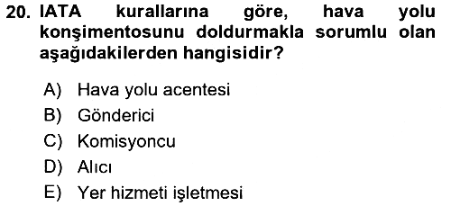 Ulaştırma Sistemleri 2017-2018 Ara Sınav - 20. soru