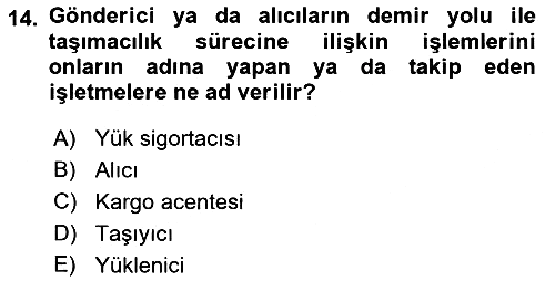Ulaştırma Sistemleri 2018-2019 Ara Sınav - 14. soru
