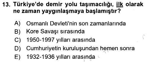 Ulaştırma Sistemleri 2019-2020 Ara Sınav - 13. soru