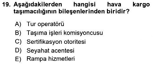 Ulaştırma Sistemleri 2019-2020 Ara Sınav - 19. soru