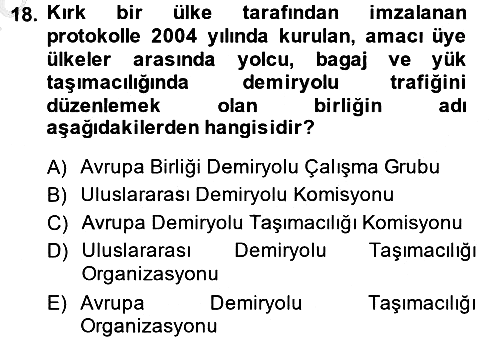Ulaştırma Sistemleri 2014-2015 Dönem Sonu Sınavı - 18. soru