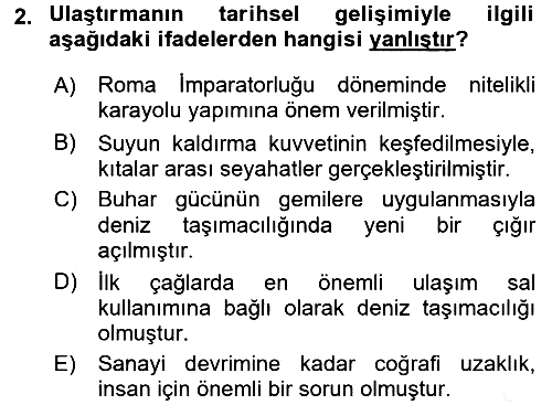 Ulaştırma Sistemleri 2016-2017 Dönem Sonu Sınavı - 2. soru