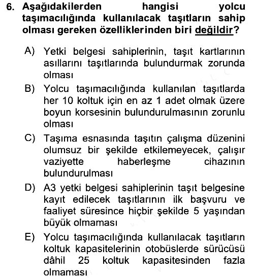 Ulaştırma Sistemleri 2017-2018 Dönem Sonu Sınavı - 6. soru
