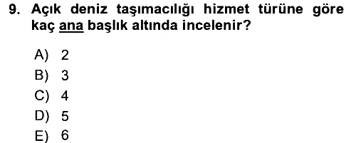 Ulaştırma Sistemleri 2017-2018 Dönem Sonu Sınavı - 9. soru