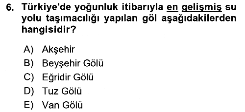 Ulaştırma Sistemleri 2021-2022 Dönem Sonu Sınavı - 6. soru