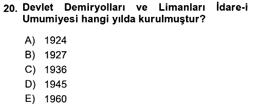 Ulaştırma Sistemleri 2021-2022 Dönem Sonu Sınavı - 20. soru