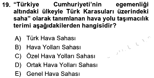 Ulaştırma Sistemleri 2022-2023 Dönem Sonu Sınavı - 19. soru