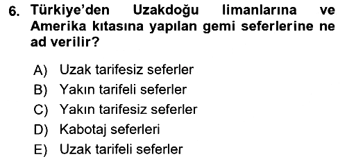 Ulaştırma Sistemleri 2023-2024 Dönem Sonu Sınavı - 6. soru