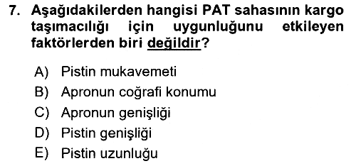 Ulaştırma Sistemleri 2020-2021 Yaz Okulu Sınavı - 7. soru