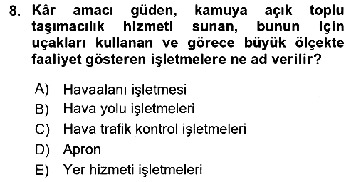 Ulaştırma Sistemleri 2020-2021 Yaz Okulu Sınavı - 8. soru