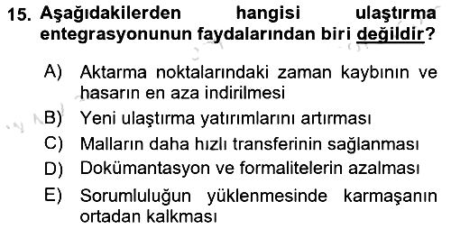 Ulaştırma Sistemleri 2023-2024 Yaz Okulu Sınavı - 15. soru