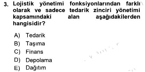 Ulaştırma Sistemleri Ve Yönetimi 2017-2018 Ara Sınav - 3. soru