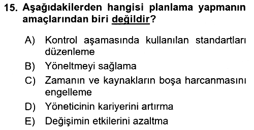 Yer Hizmetleri Yönetimi 2018-2019 Ara Sınav - 15. soru