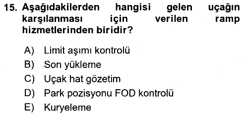 Yer Hizmetleri Yönetimi 2016-2017 Dönem Sonu Sınavı - 15. soru