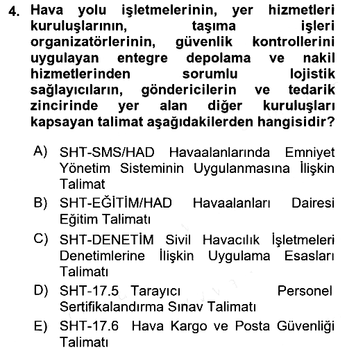 Yer Hizmetleri Yönetimi 2018-2019 Dönem Sonu Sınavı - 4. soru