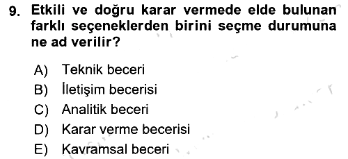 Yer Hizmetleri Yönetimi 2022-2023 Yaz Okulu Sınavı - 9. soru