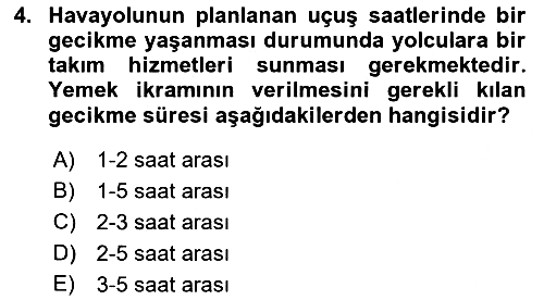 Yolcu Hizmetleri 2017-2018 Ara Sınav - 4. soru