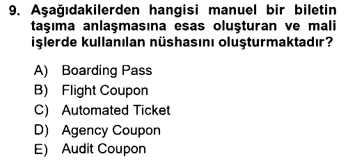 Yolcu Hizmetleri 2017-2018 Ara Sınav - 9. soru