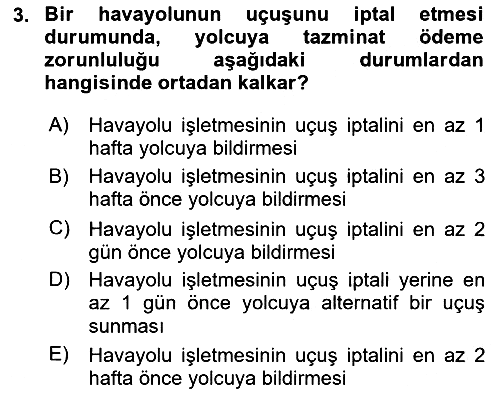 Yolcu Hizmetleri 2018-2019 Ara Sınav - 3. soru
