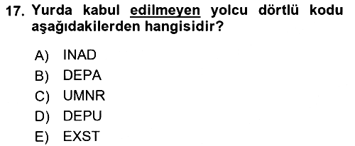 Yolcu Hizmetleri 2021-2022 Ara Sınav - 17. soru