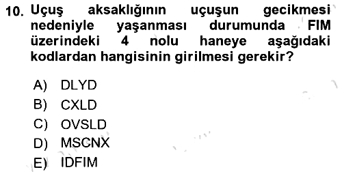 Yolcu Hizmetleri 2023-2024 Ara Sınav - 10. soru