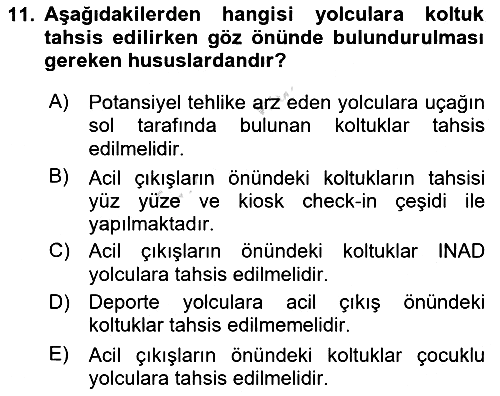 Yolcu Hizmetleri 2021-2022 Dönem Sonu Sınavı - 11. soru